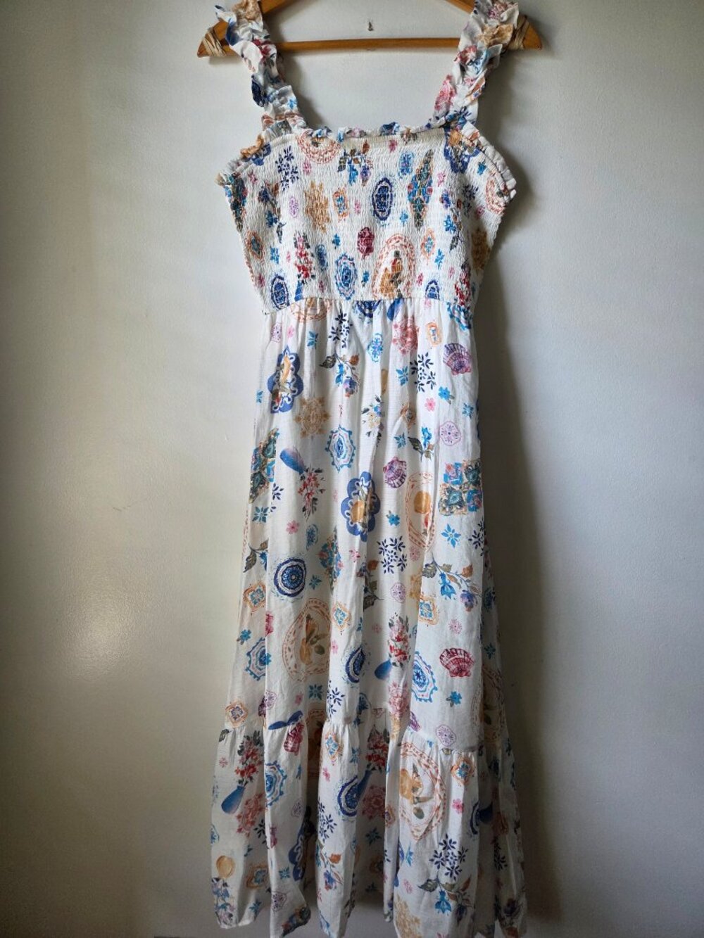 NWOT BLU PEPPER SUMMER PRINTED SMOCKED MAXI DRESS SIZE M - Picture 2 of 15